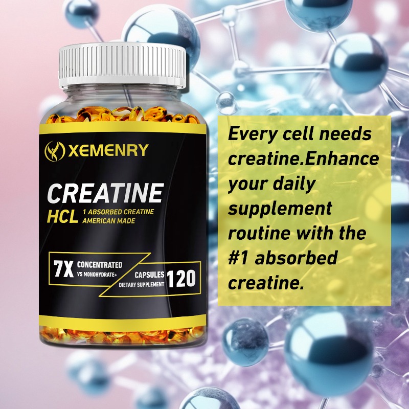 Creatine Hcl Capsule - クレアチンHClカプセル、筋力増強、集中力と持久力向上、代謝サポート、認知機能と心臓の健康、非遺伝子組み換え