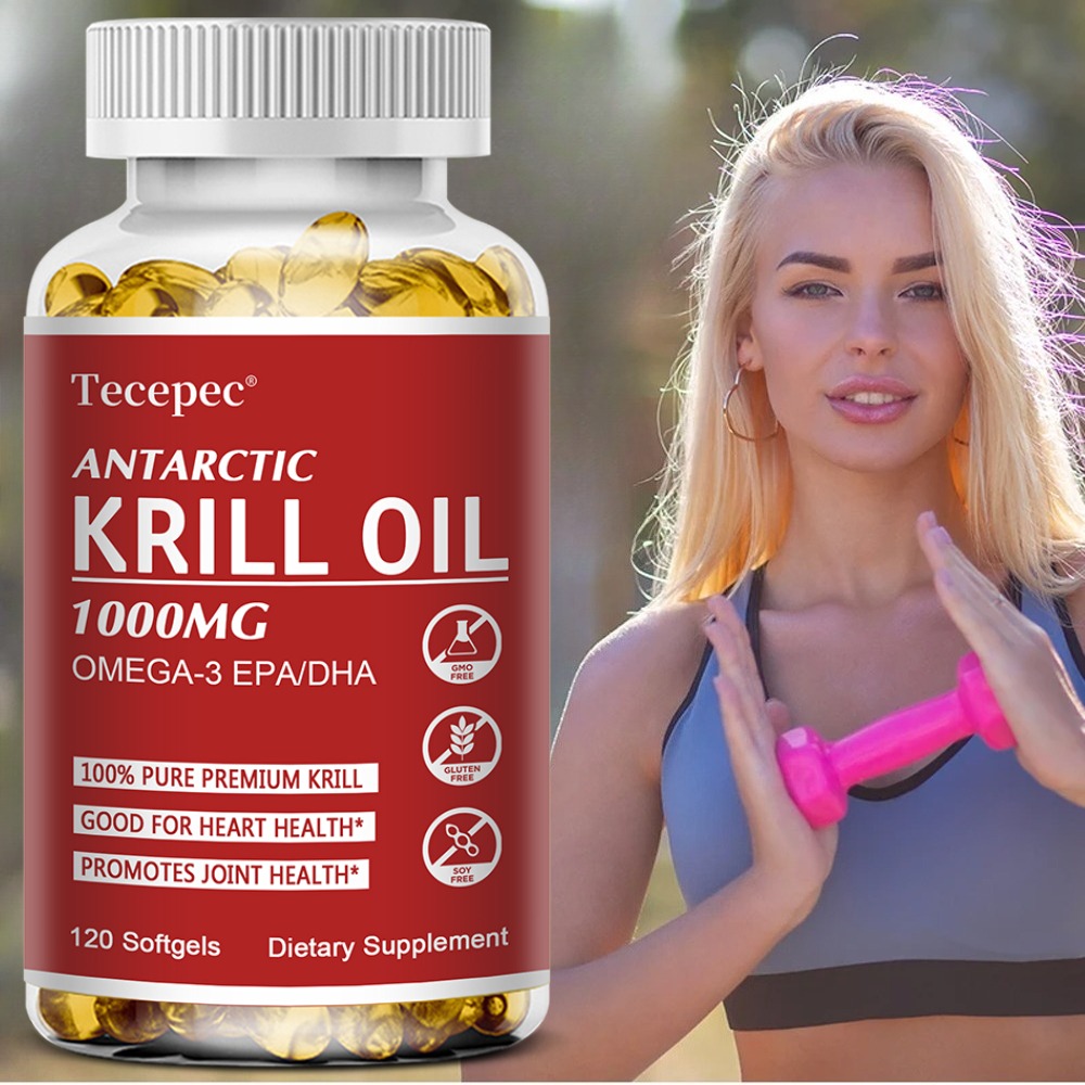 Krill Oil Supplement - 南極オキアミ油カプセル オメガ3とEPA/DHA、アスタキサンチン配合、関節、脳、心臓の健康のためのサプリメント