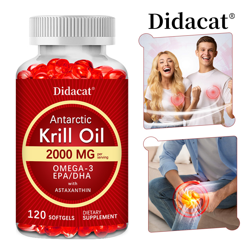 Krill Oil Supplement - 2000mg南極オキアミオイル（EPA、DHA、アスタキサンチン配合）、魚臭くないオメガ3サプリメント（心臓、脳、関節、目、肌、免疫の健康に）