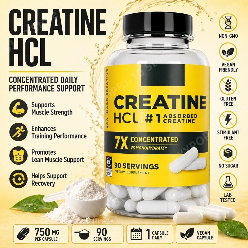Creatine Hcl Capsule - クレアチンHCl 750mg 90カプセル フィットネス筋肉サポート ベジタリアン 非遺伝子組み換え