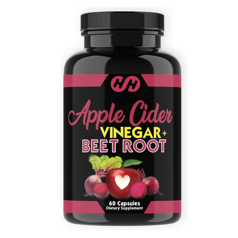 Apple Cider Vinegar Pill - アップルサイダービネガー+ビートルートカプセル、解毒作用、一酸化窒素+エネルギー増強効果（1瓶60カプセル）