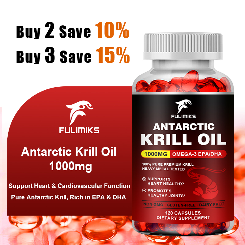 Krill Oil Supplement - 天然クリルオイル1000mgサプリメント、アスタキサンチンとオメガ3が豊富、心臓、脳、関節の健康と抗酸化保護をサポート