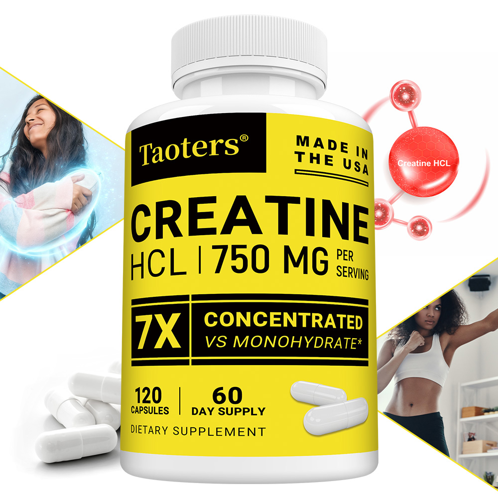 Creatine Hcl Capsule - クレアチンHClカプセル、筋力増強、集中力と持久力向上、代謝サポート、認知機能と心臓の健康、非遺伝子組み換え