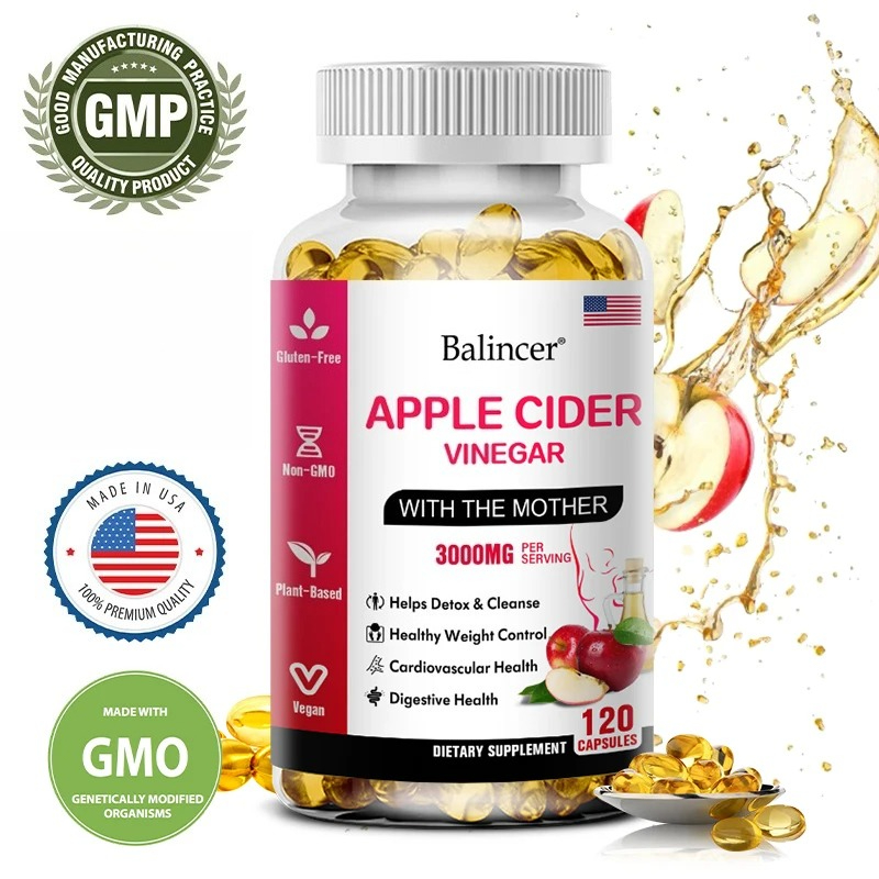 Apple Cider Vinegar Pill - Balincer アップルサイダービネガーカプセル脂肪燃焼食欲抑制剤健康的な減量、クレンジング、ビタミンサプリメント
