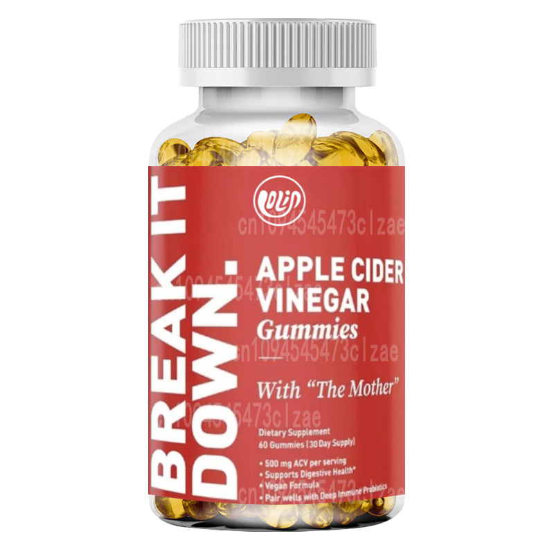 Apple Cider Vinegar Pill - リンゴ酢グミには、葉酸500mg、ビタミンB12、ヨウ素が含まれており、腸の健康をサポートします。ベジタリアンでグルテンフリーです。