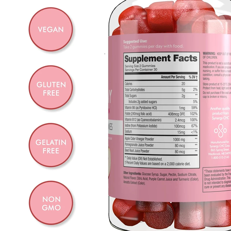 60粒入り アップルサイダービネガーグミ お腹を平らにする  - Apple Cider Vinegar Pill のレビューと価格